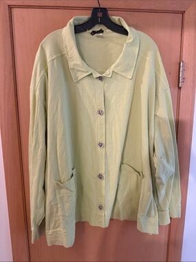 Liz & Jane Women’s Vintage Button-Up Tunic Top Light Green Plus Size 3X